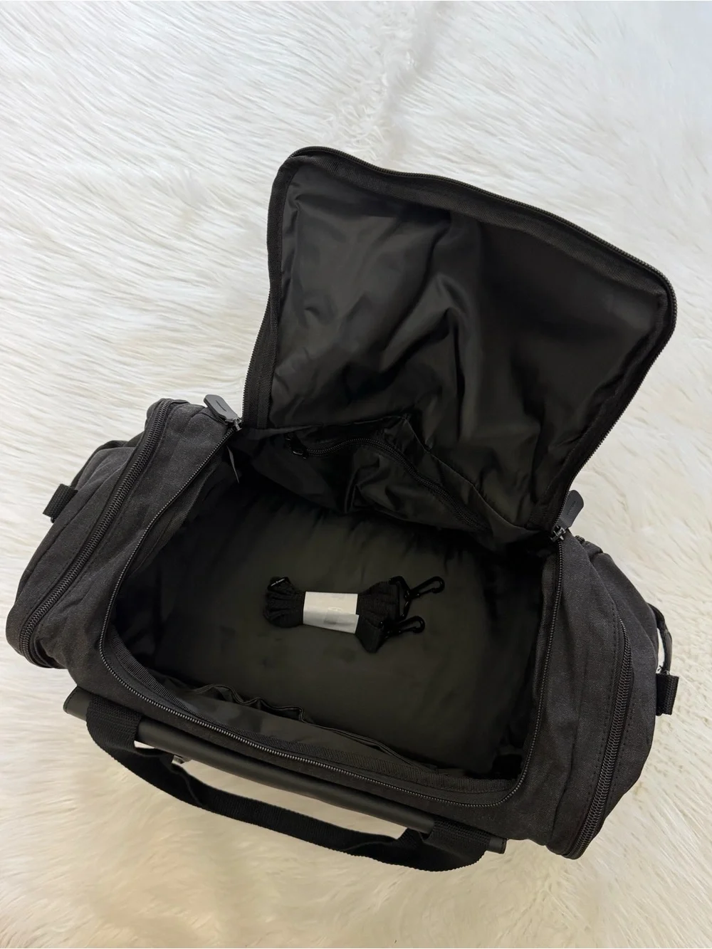 Black Canvas Travel Duffel Bag